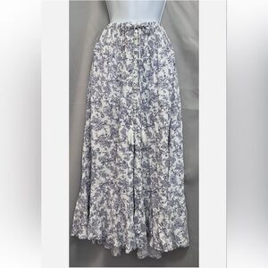 Cynthia Rowley white and Blue Tiered Maxi Skirt NWT sz M